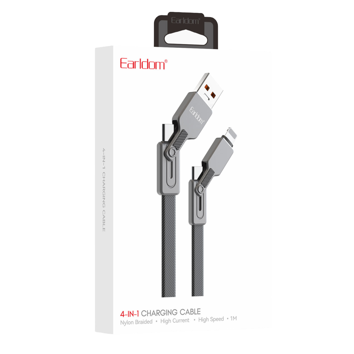 Earldom EC-IC05 1M 60W 4in1 Çoklu Şarj Kablosu - Siyah