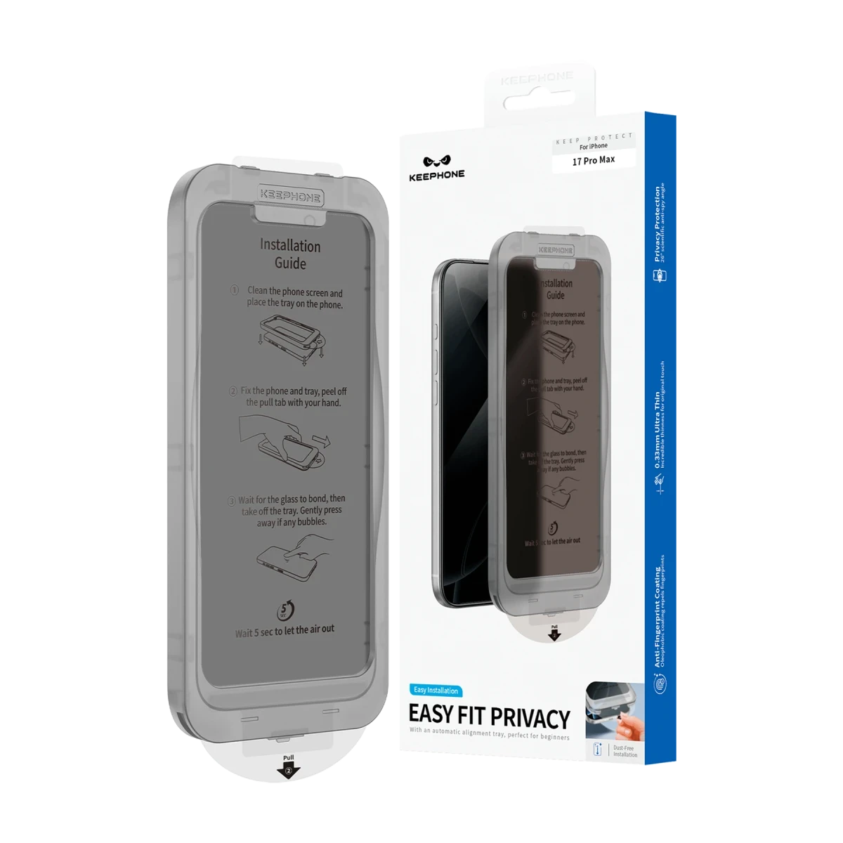 Keephone Apple iPhone 16 Pro Max EasyFit Hayalet Cam Ekran Koruyucu - Siyah