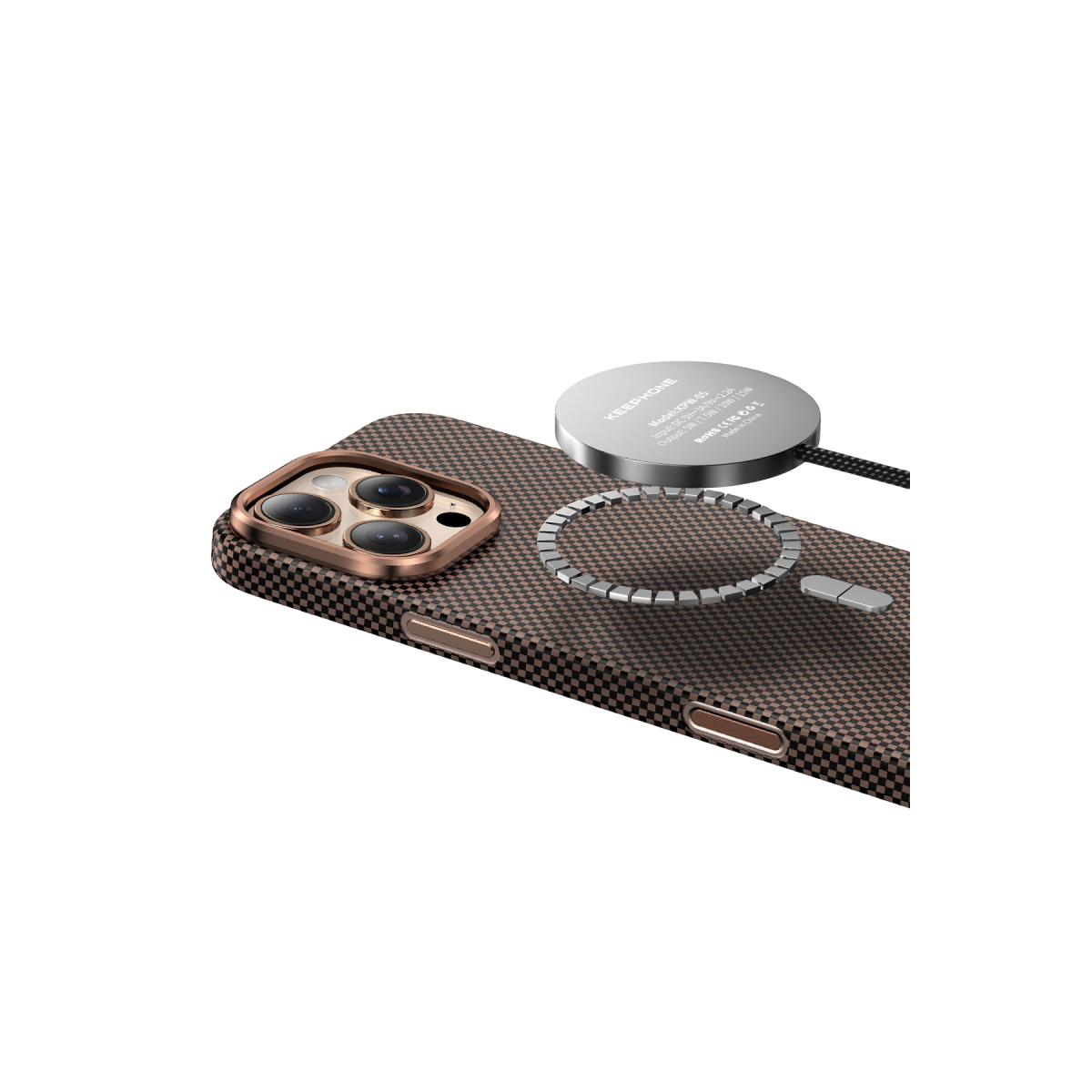 Keephone Apple iPhone 16 Pro Max Kevlar Norra Magsafe Kılıf - Bronz