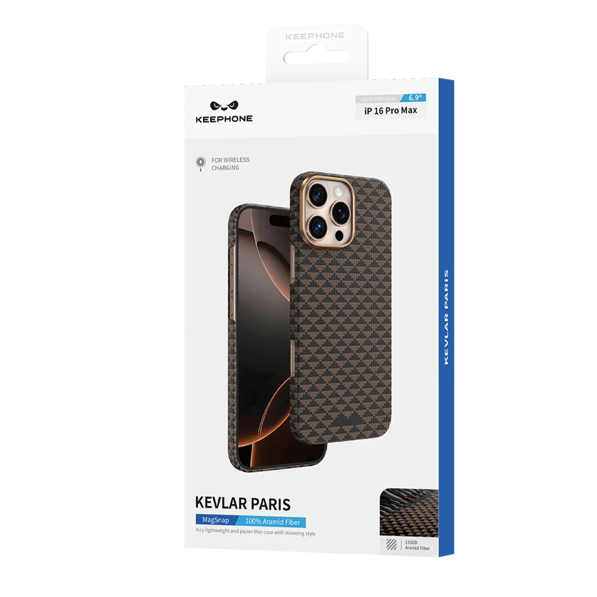 Keephone Apple iPhone 16 Pro Max Kevlar Paris Magsafe Kapak - Çöl Titanyum