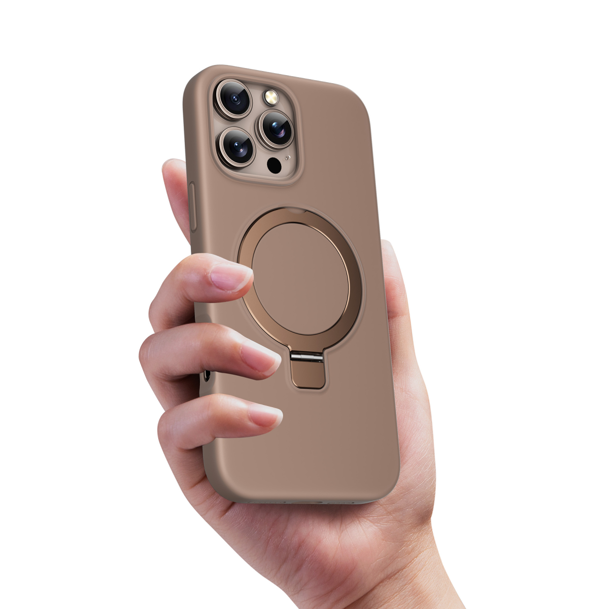 Keephone Apple iPhone 16 Pro Max Magi Pro Standlı Magsafe Kapak - Çöl Titanyum
