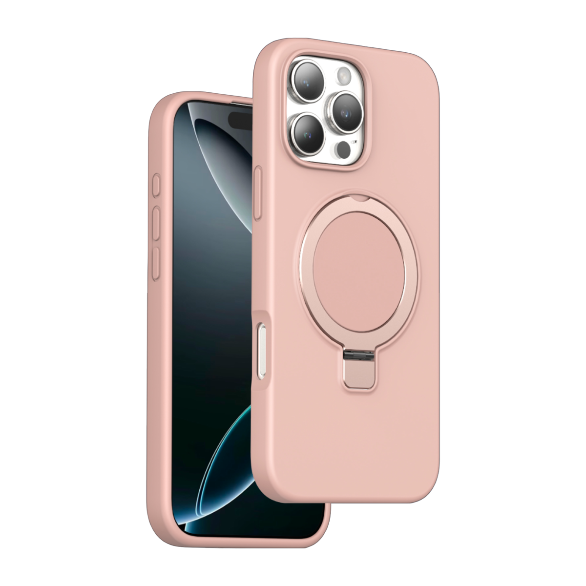 Keephone Apple iPhone 16 Pro Max Magi Pro Standlı Magsafe Kapak - Pembe