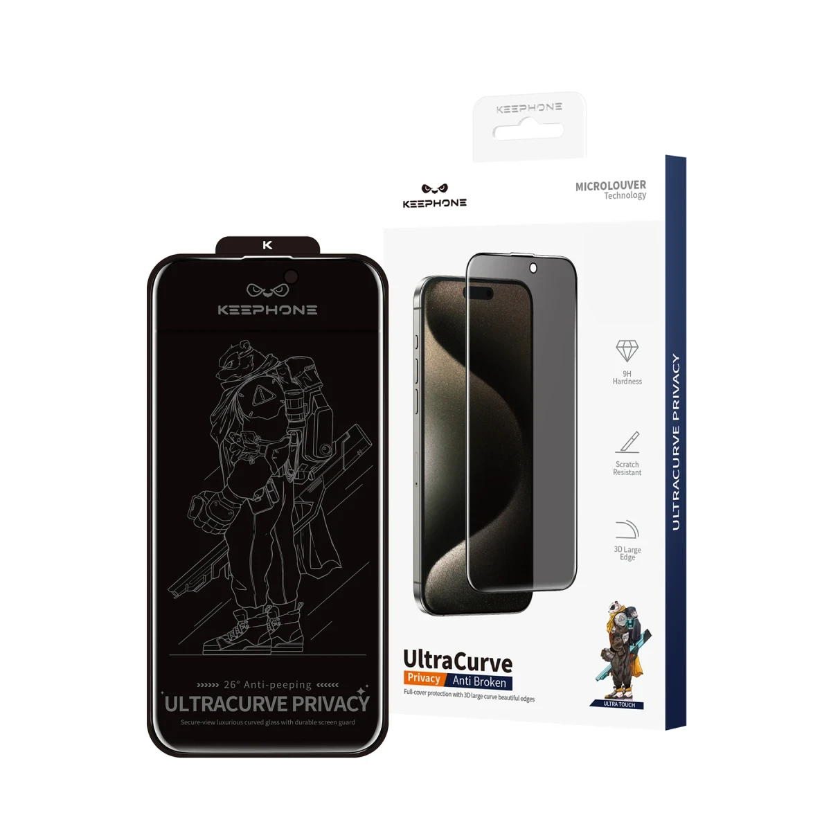 Keephone Apple iPhone 17 Air UltraCurve Privacy 3D Cam Ekran Koruyucu - Siyah