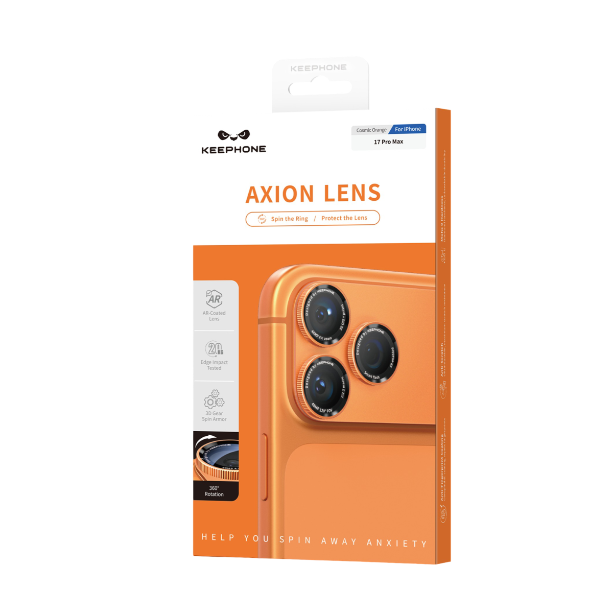 Keephone Apple iPhone 17 Pro Axion Kamera Lens Koruyucu - Turuncu
