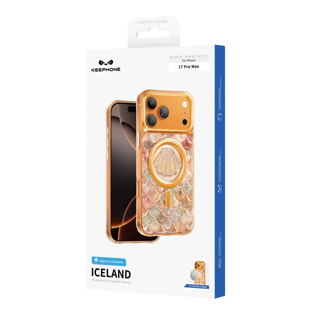 Keephone Apple iPhone 17 Pro Iceland Simli Magsafe Kapak - Pembe