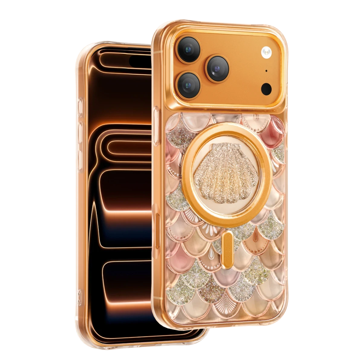 Keephone Apple iPhone 17 Pro Iceland Simli Magsafe Kapak - Turuncu