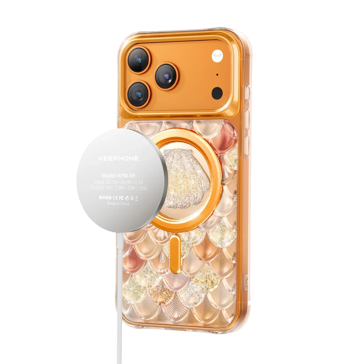 Keephone Apple iPhone 17 Pro Iceland Simli Magsafe Kapak - Turuncu