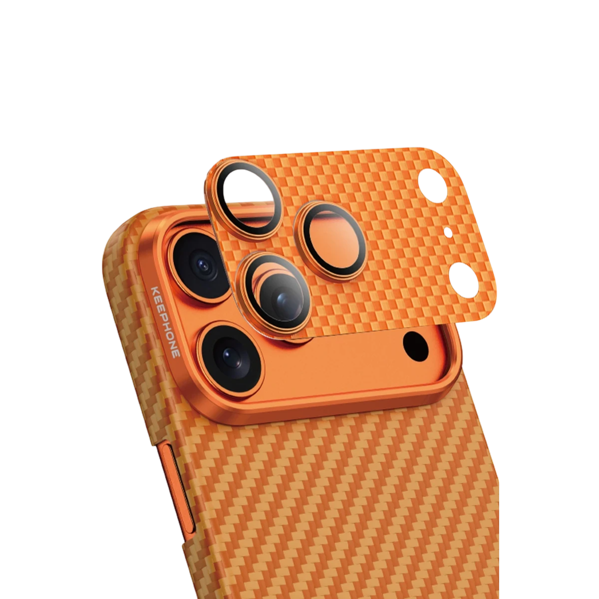 Keephone Apple iPhone 17 Pro Kevlar Kamera Lens - Açık Turuncu