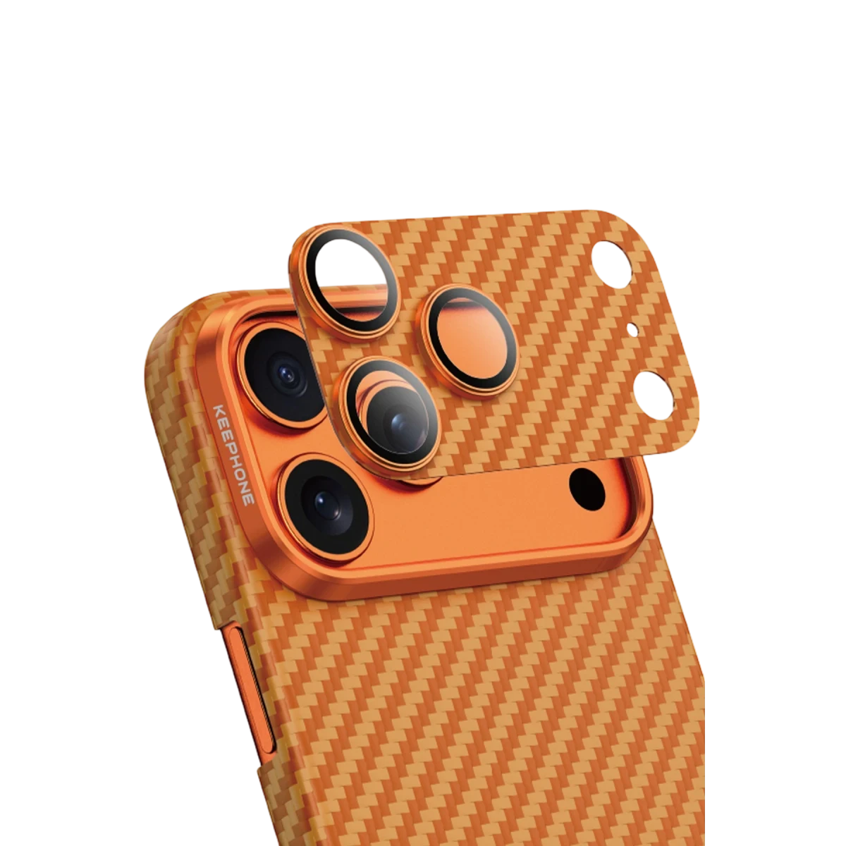 Keephone Apple iPhone 17 Pro Kevlar Kamera Lens - Koyu Turuncu