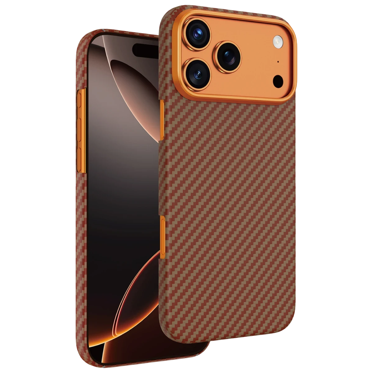 Keephone Apple iPhone 17 Pro Kevlar Magsafe Kılıf - Turuncu