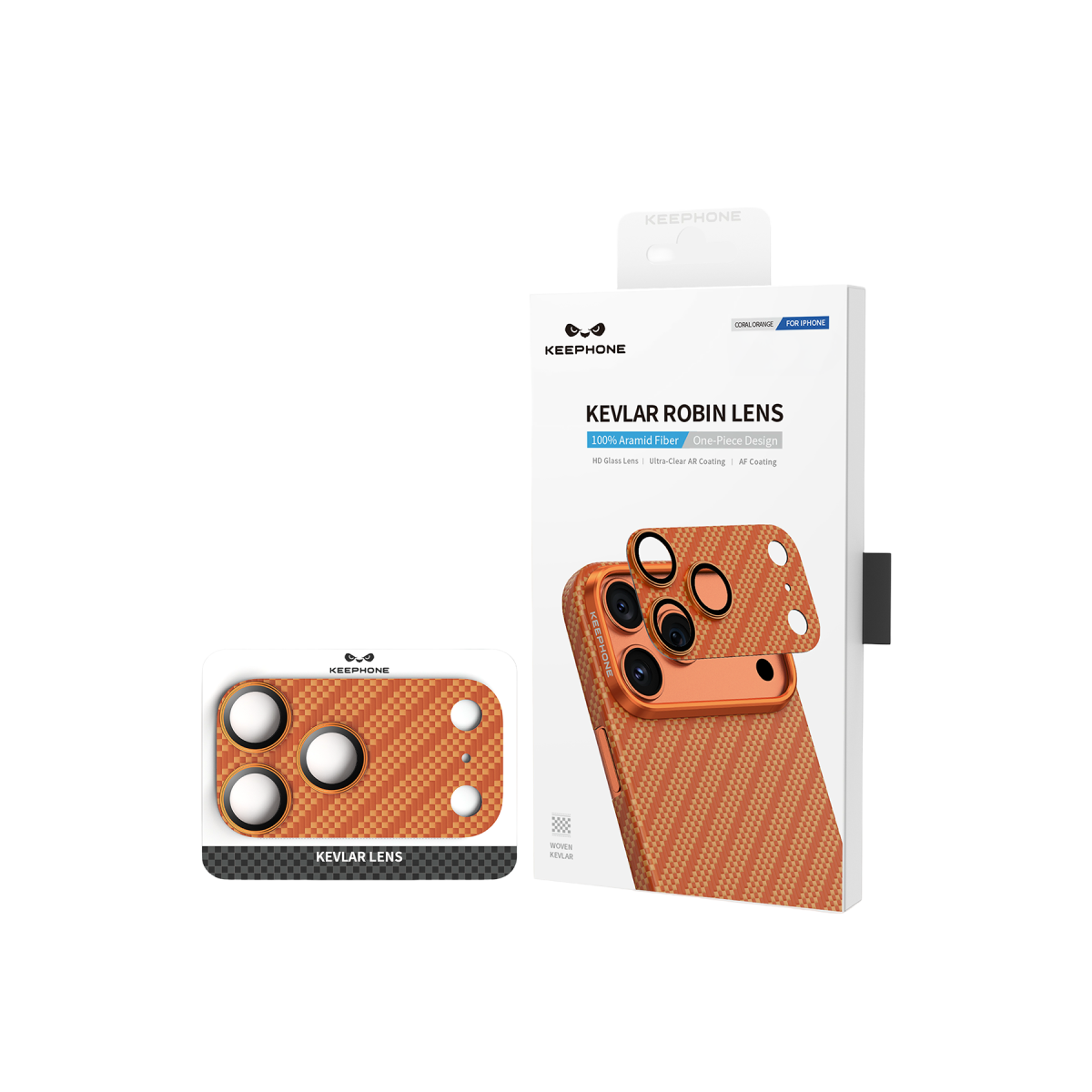 Keephone Apple iPhone 17 Pro Kevlar Robin Kamera Lens Koruyucu - Turuncu