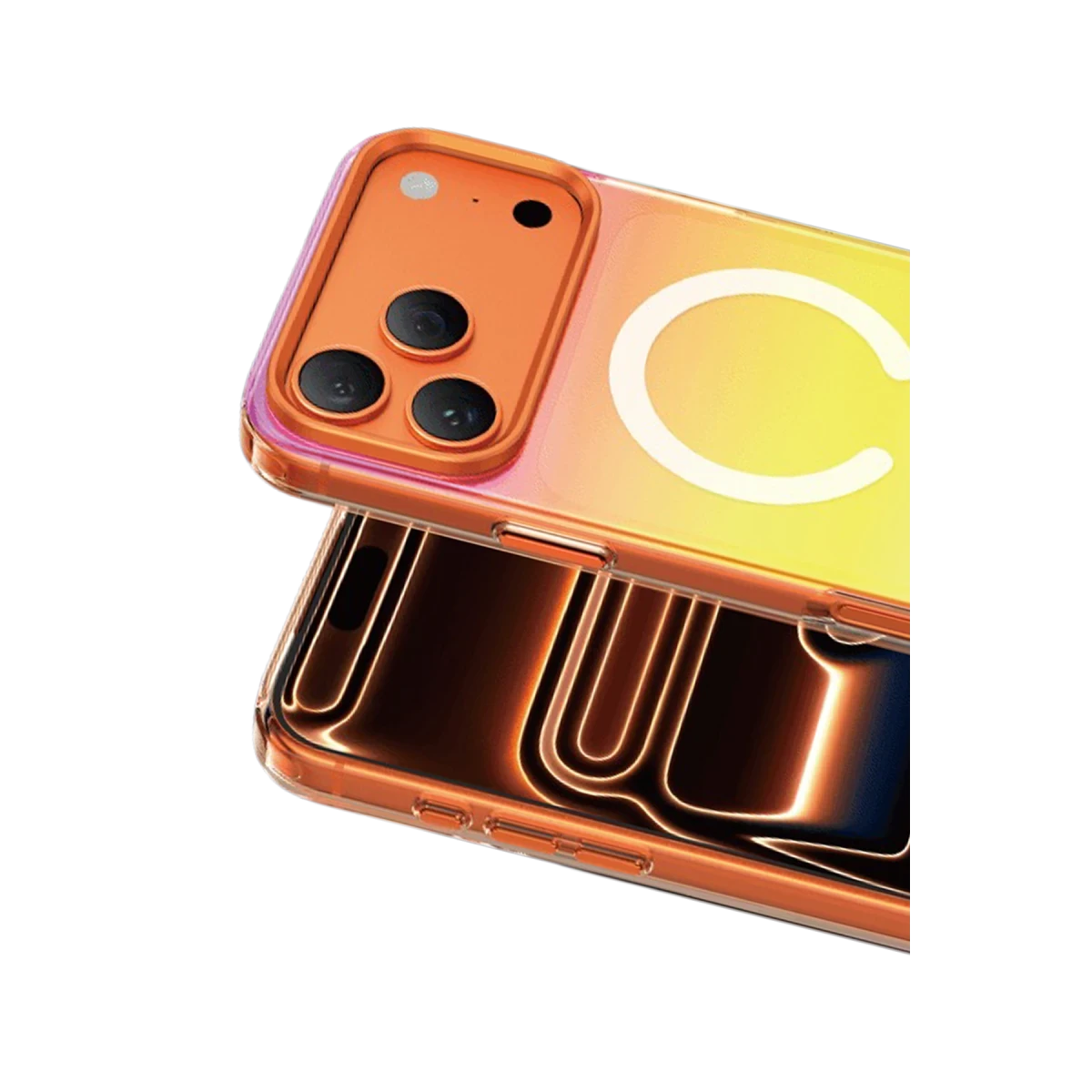 Keephone Apple iPhone 17 Pro Rainbow Magsafe Kapak - Turuncu