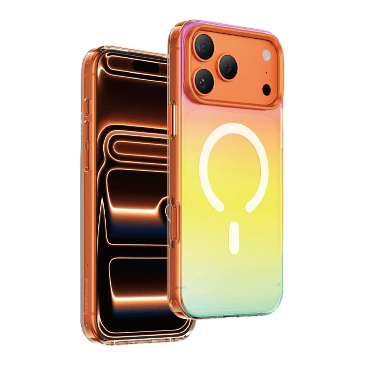 Keephone Apple iPhone 17 Pro Rainbow Magsafe Kapak - Turuncu