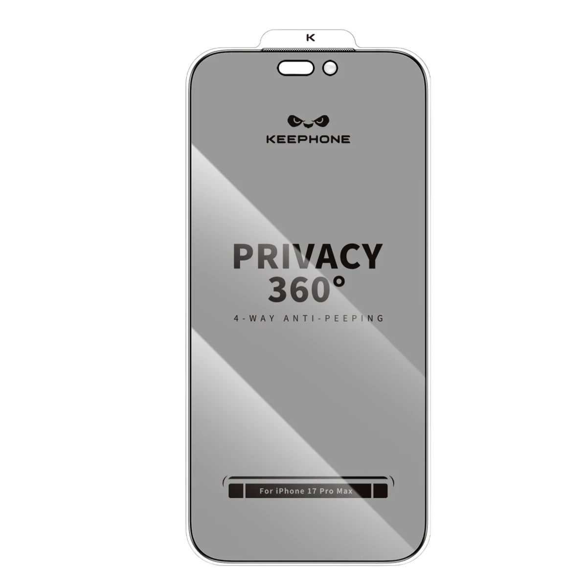 Keephone Apple iPhone 17 Pro Max 360 4 Way Privacy Cam Ekran Koruyucu - Siyah