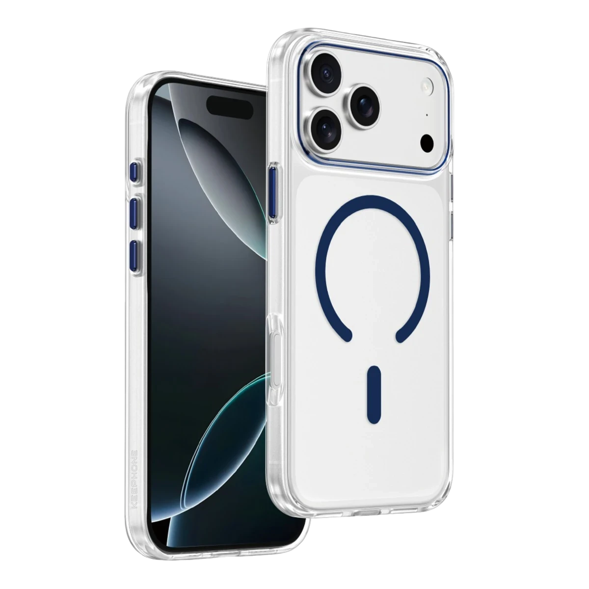 Keephone Apple iPhone 17 Pro Max Aurora Şeffaf Magsafe Kılıf - Lacivert
