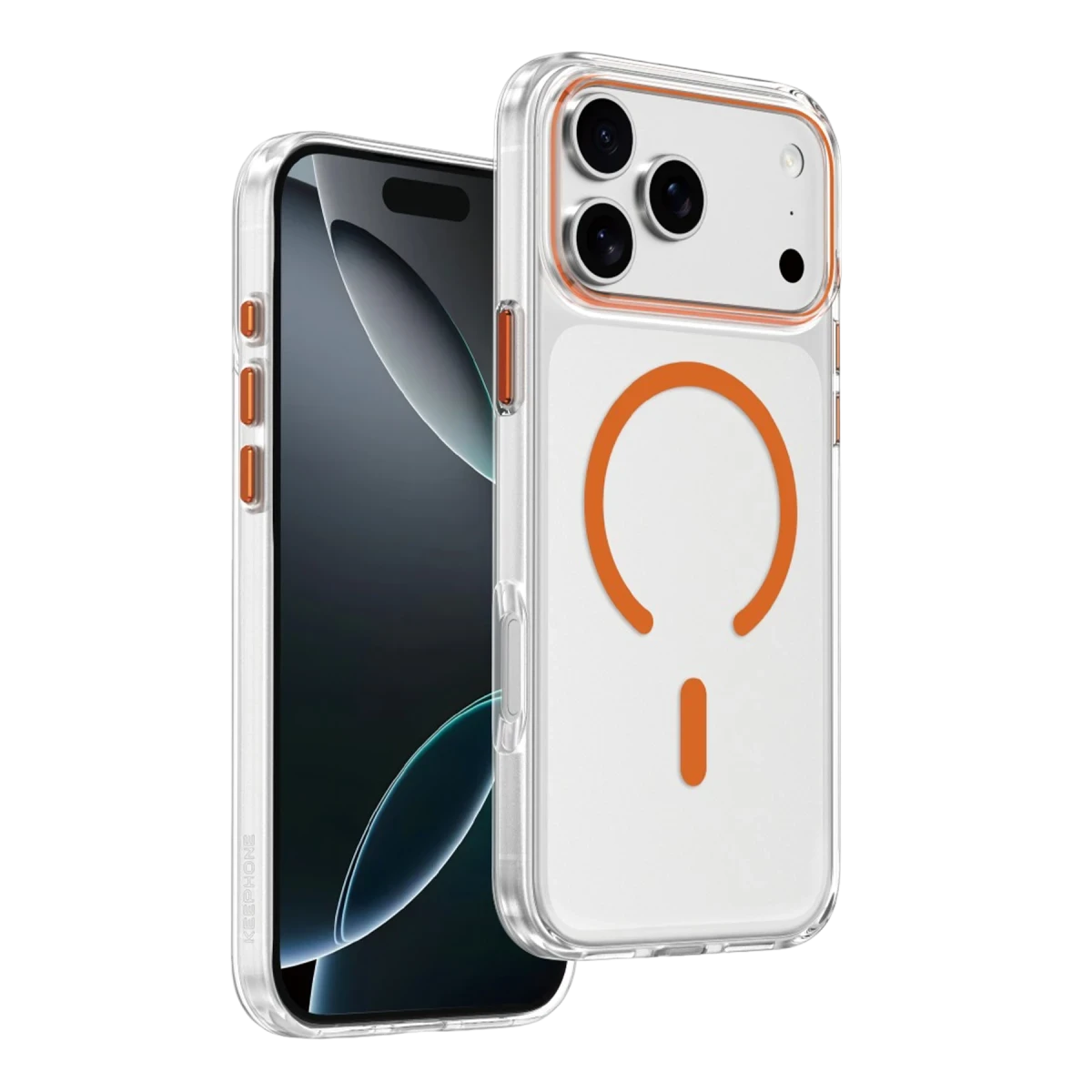 Keephone Apple iPhone 17 Pro Max Aurora Şeffaf Magsafe Kılıf - Turuncu