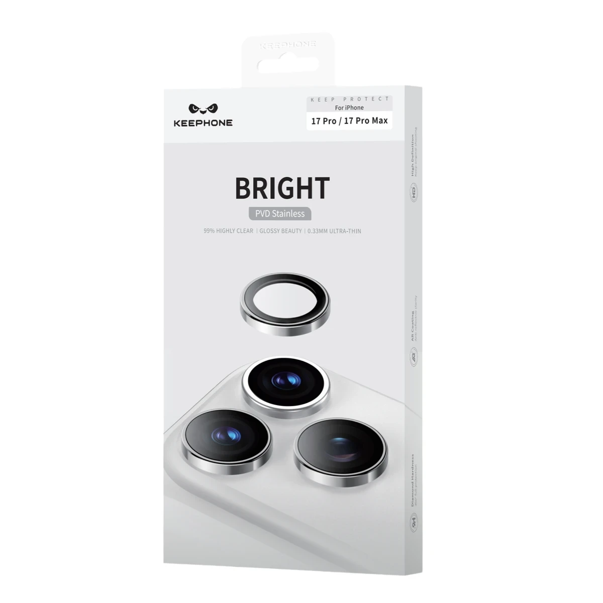 Keephone Apple iPhone 17 Pro Max Bright PVD Metal Kamera Lens - Natural Grey