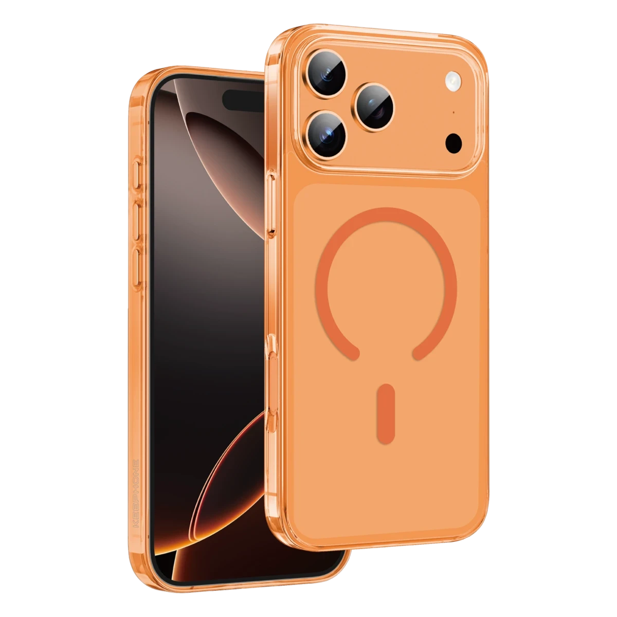 Keephone Apple iPhone 17 Pro Max Glaze Magsafe Kapak - Turuncu