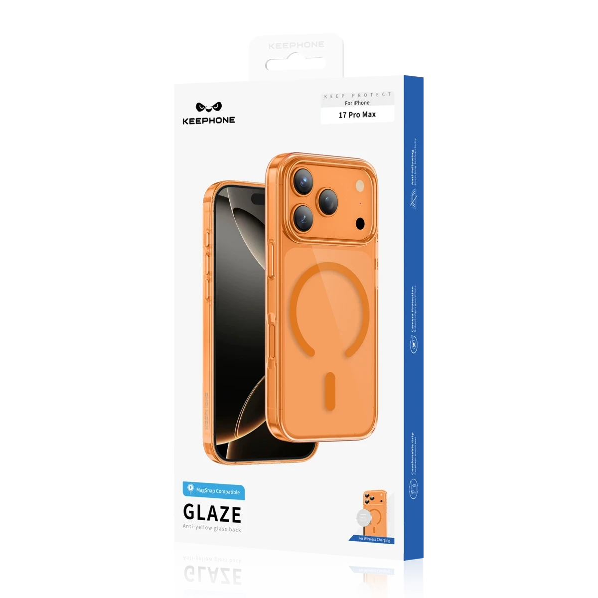Keephone Apple iPhone 17 Pro Max Glaze Magsafe Kapak - Turuncu
