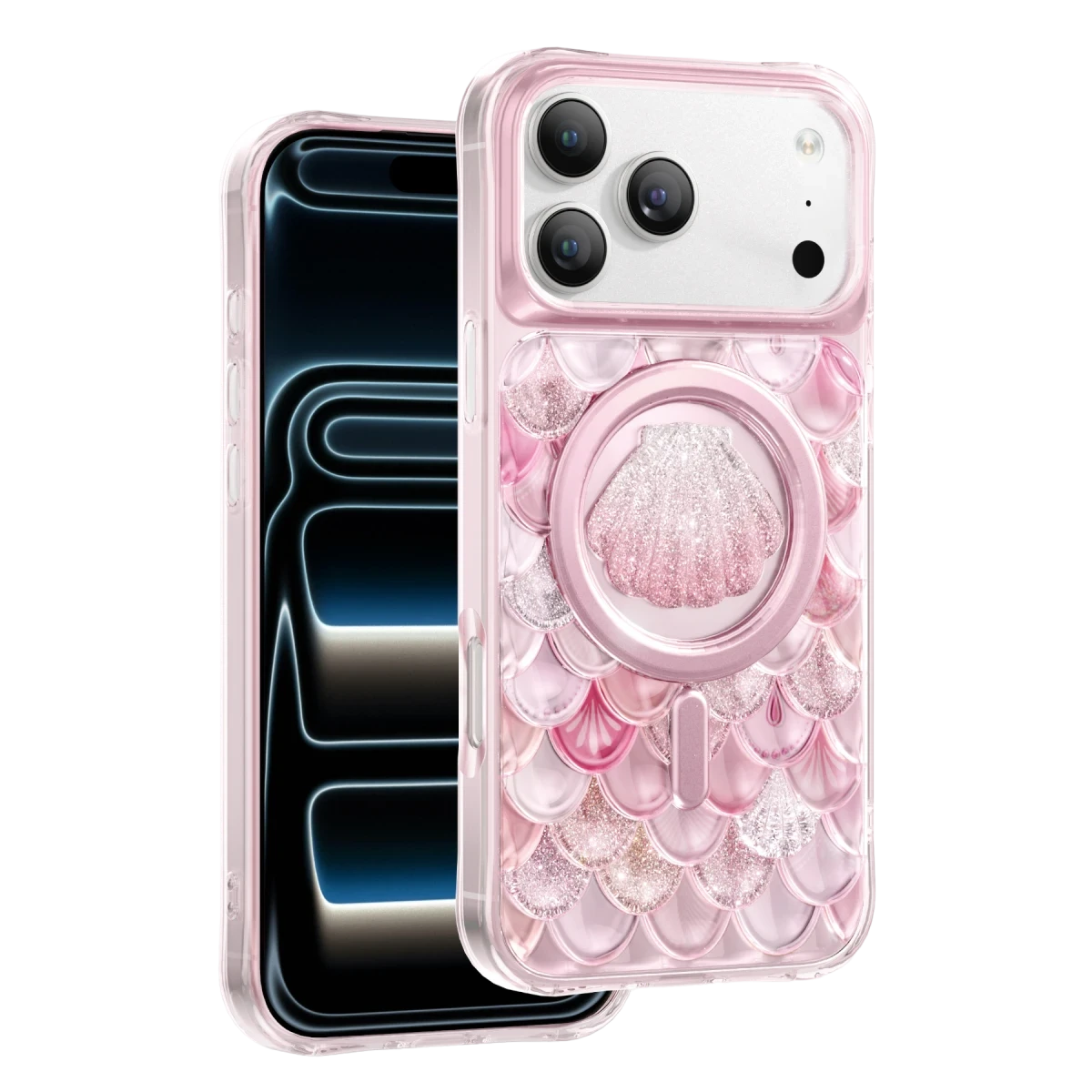 Keephone Apple iPhone 17 Pro Max Iceland Simli Magsafe Kapak - Pembe