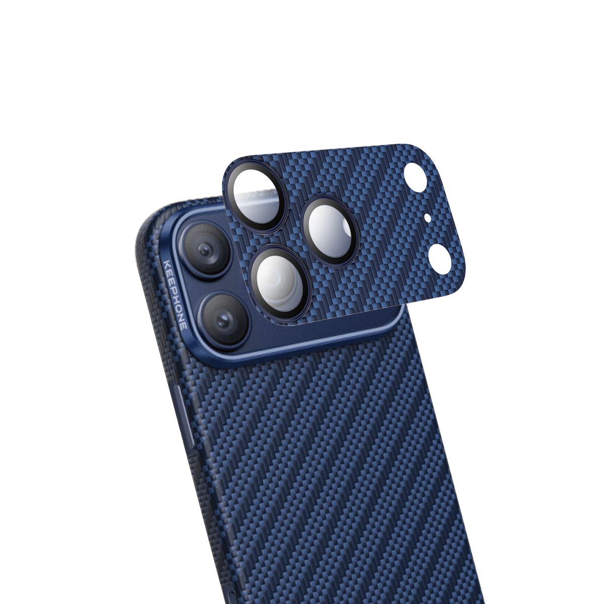 Keephone Apple iPhone 17 Pro Max Kevlar Robin Kamera Lens Koruyucu - Lacivert
