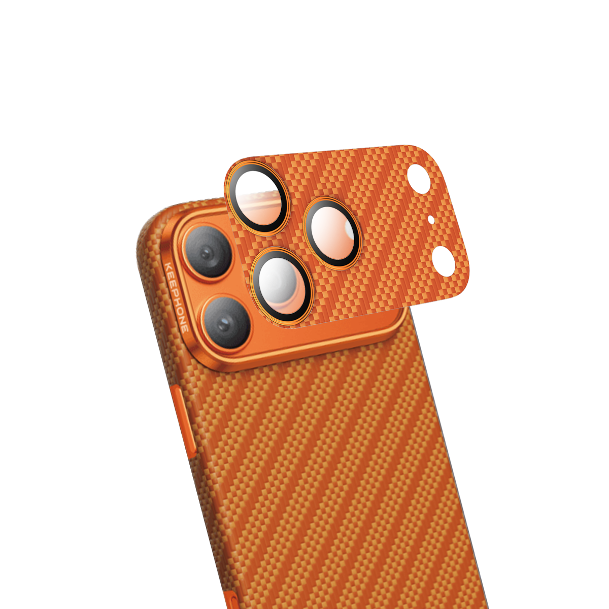 Keephone Apple iPhone 17 Pro Max Kevlar Robin Kamera Lens Koruyucu - Turuncu