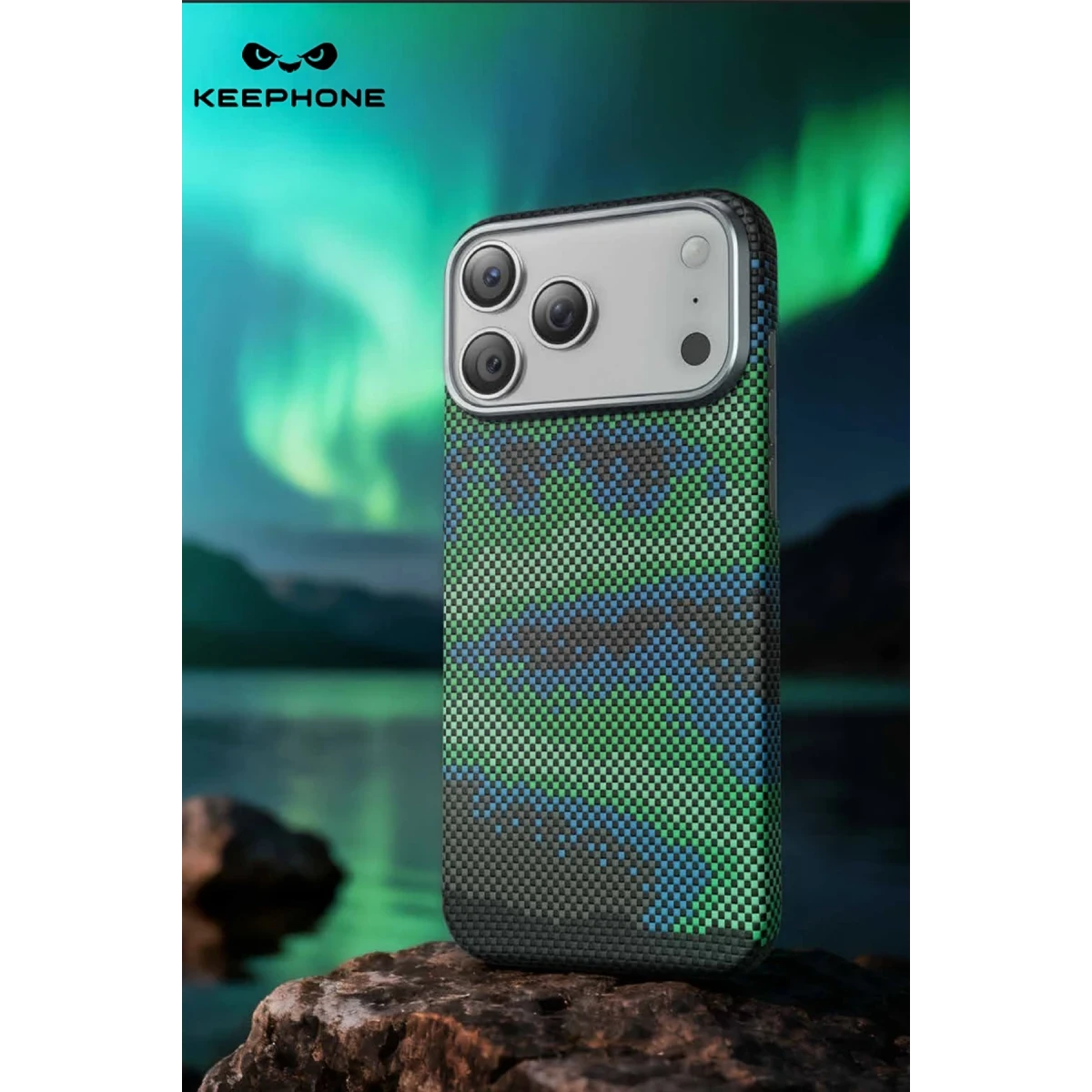 Keephone Apple iPhone 17 Pro Max Kevlar Starry Magsafe Kapak - Yeşil
