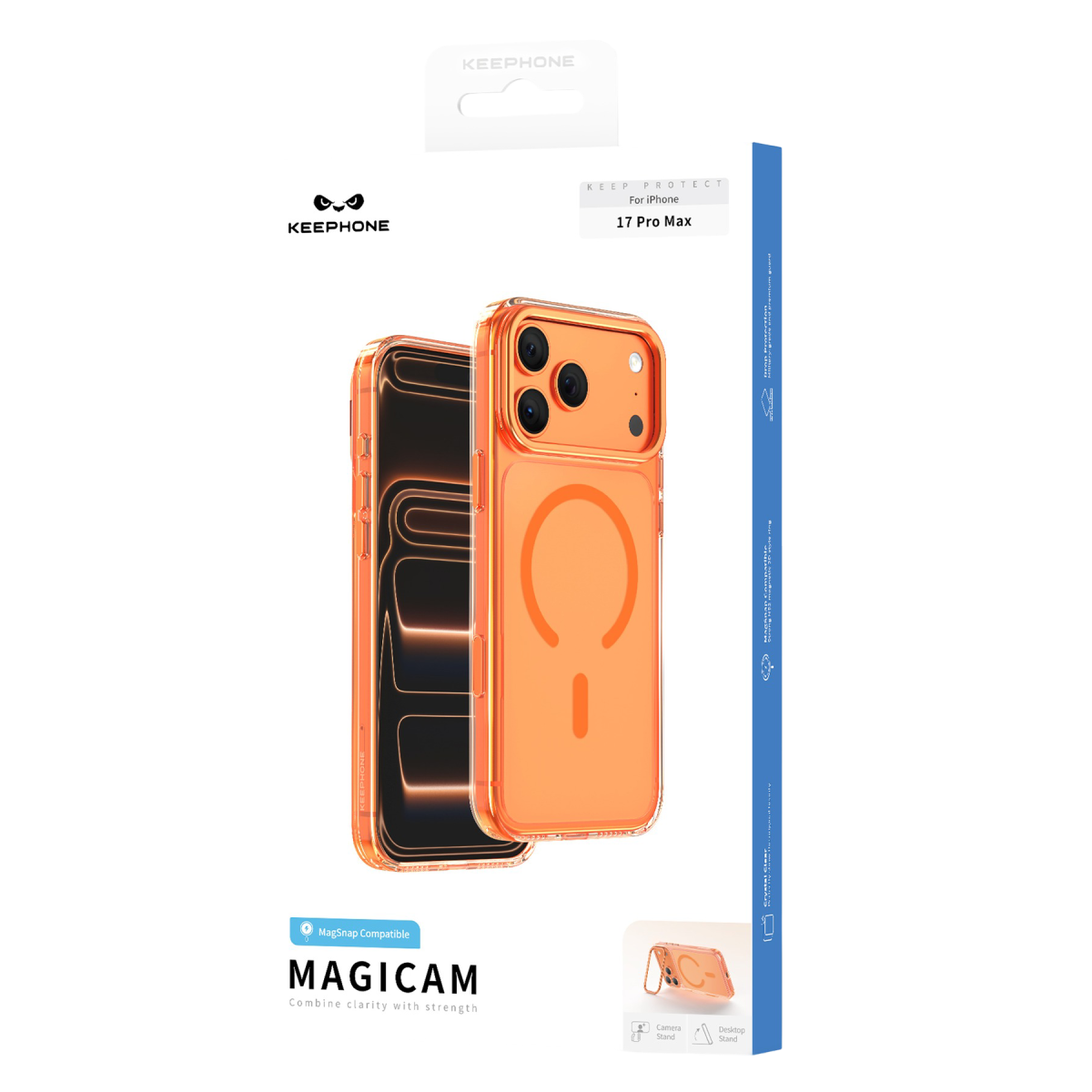 Keephone Apple iPhone 17 Pro Max Magicam Standlı Magsafe Kapak - Turuncu