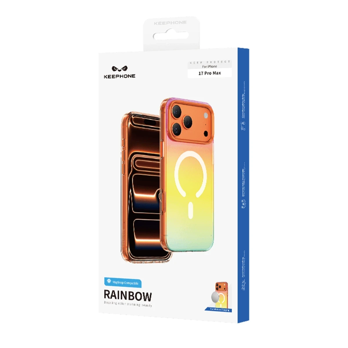 Keephone Apple iPhone 17 Pro Max Rainbow Magsafe Kapak - Mavi