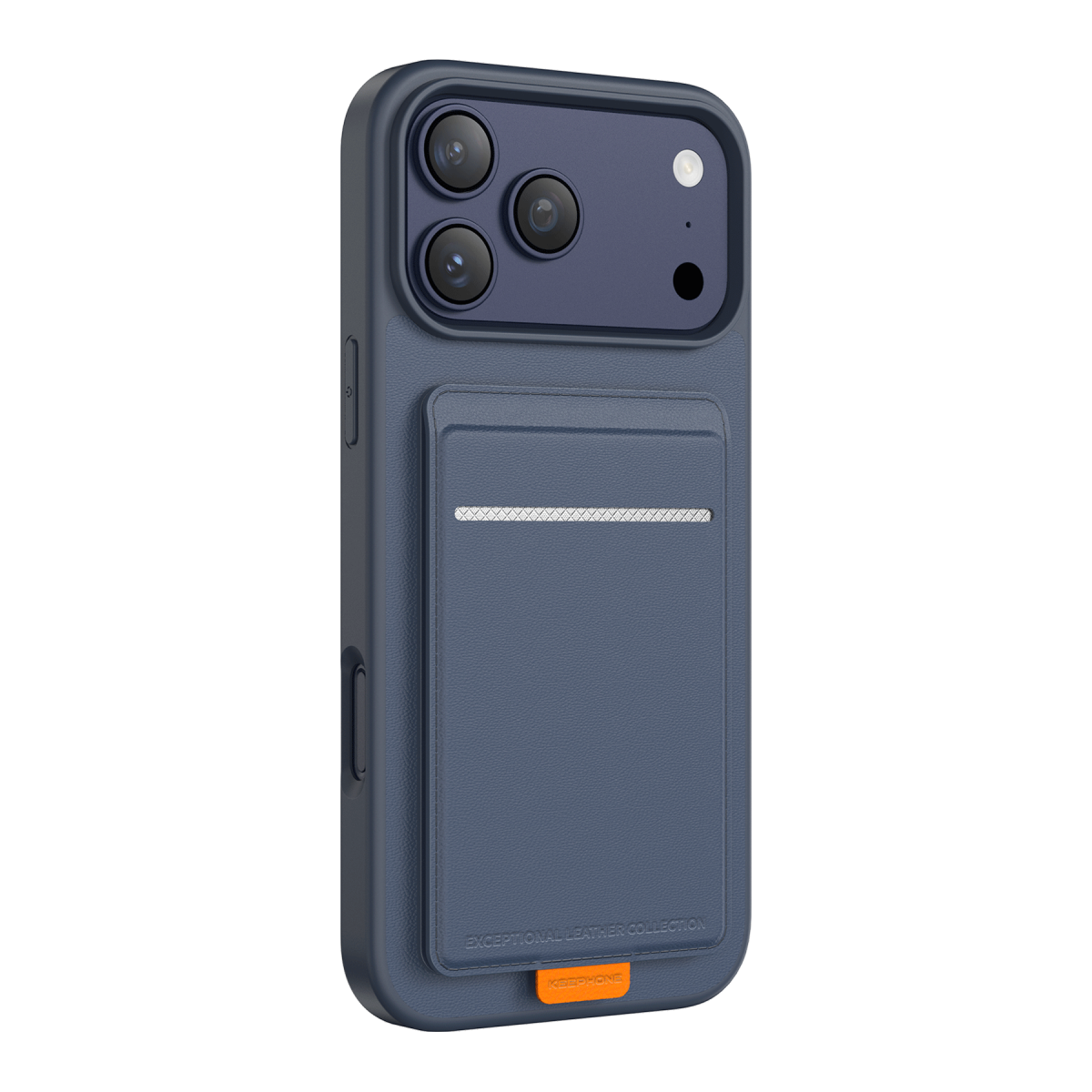 Keephone Apple iPhone 17 Pro Max Suedea Kartvizitli Standlı Kapak - Lacivert