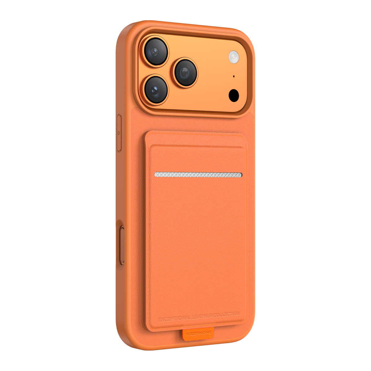 Keephone Apple iPhone 17 Pro Max Suedea Kartvizitli Standlı Kapak - Turuncu