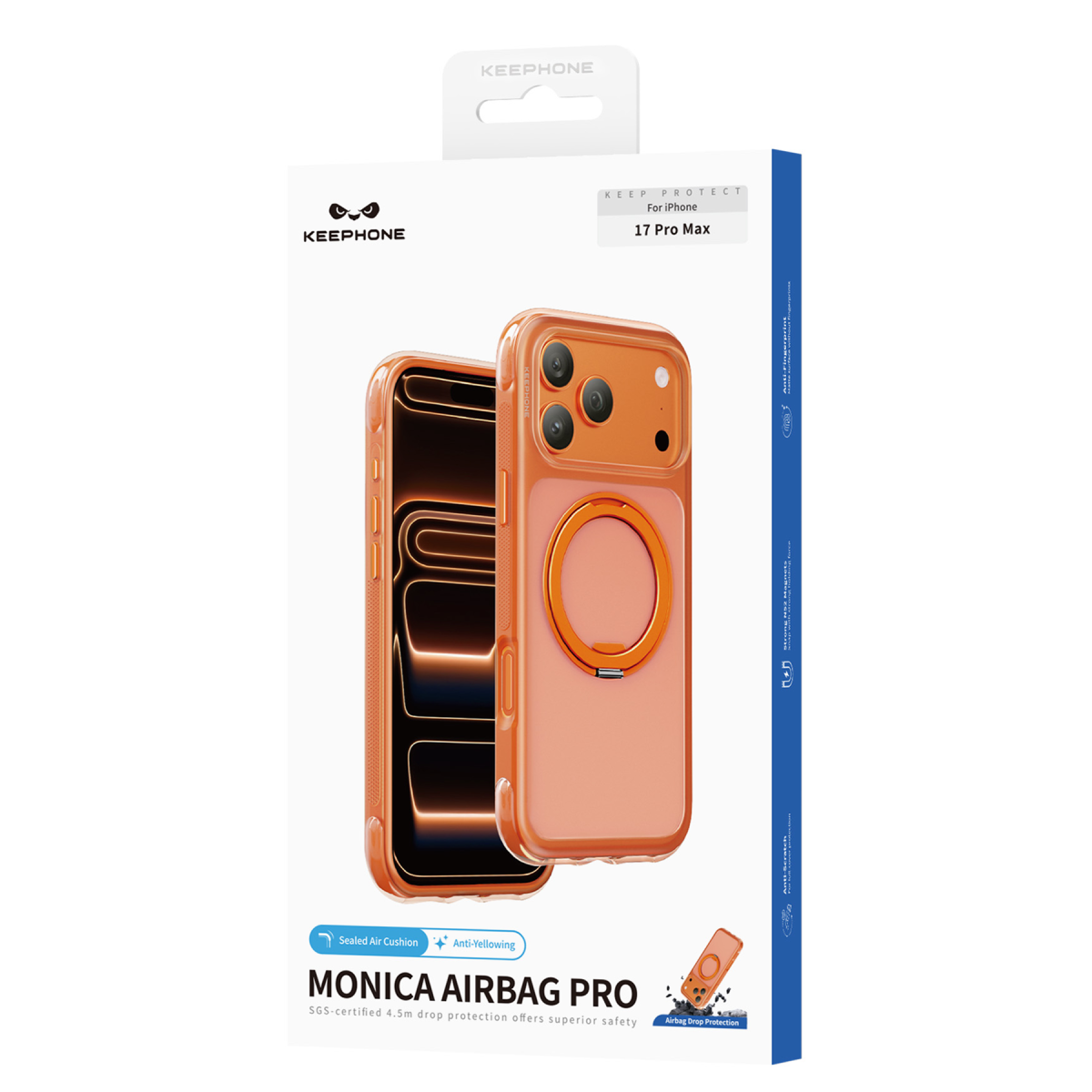 Keephone Apple iPhone 17 Pro Monica Airbag Pro Stantlı Magsafe Kapak - Turuncu