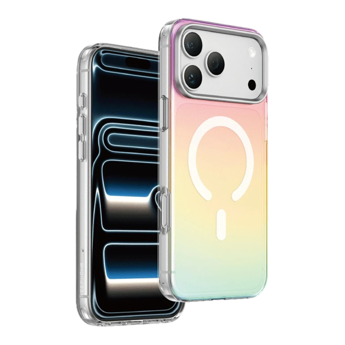 Keephone Apple iPhone 17 Pro Rainbow Magsafe Kapak - Gümüş