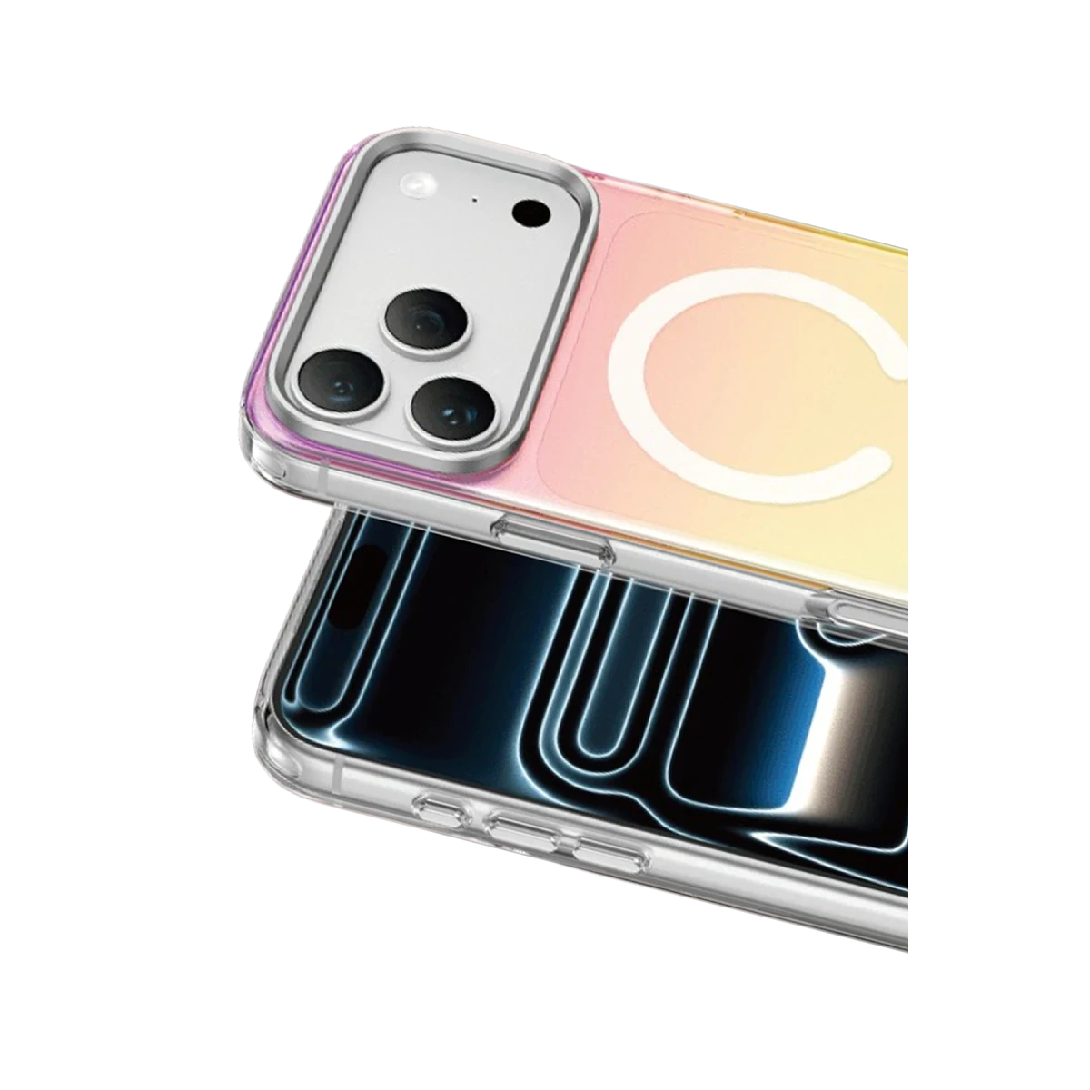 Keephone Apple iPhone 17 Pro Rainbow Magsafe Kapak - Gümüş