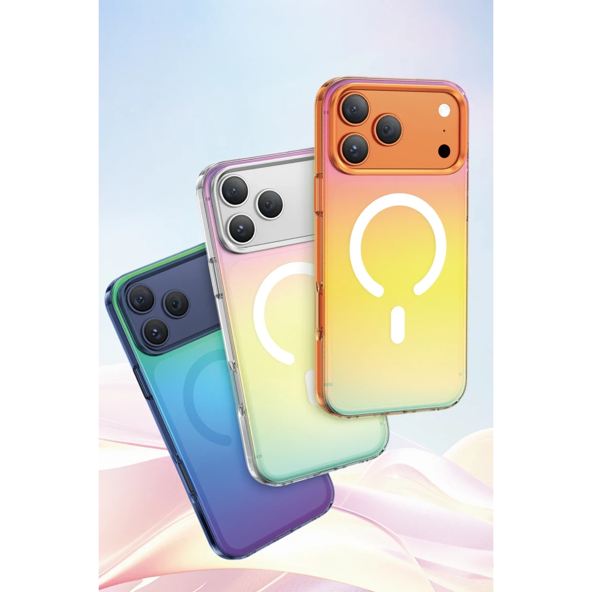 Keephone Apple iPhone 17 Pro Rainbow Magsafe Kapak - Mavi