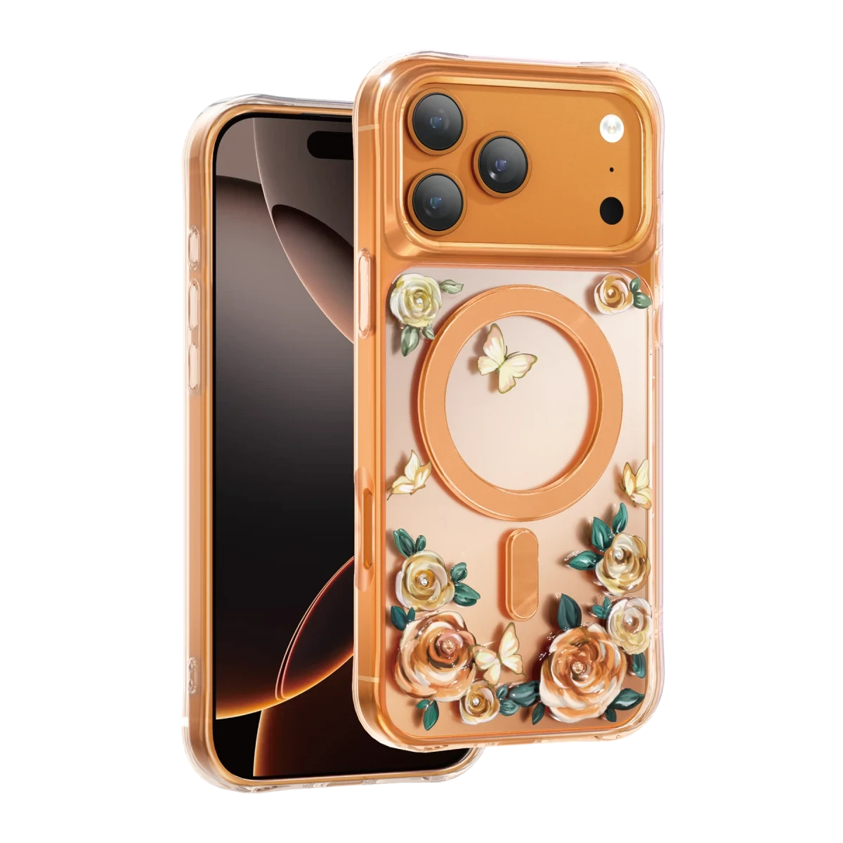 Keephone Apple iPhone 17 Pro Roseland Magsafe Kapak - Turuncu