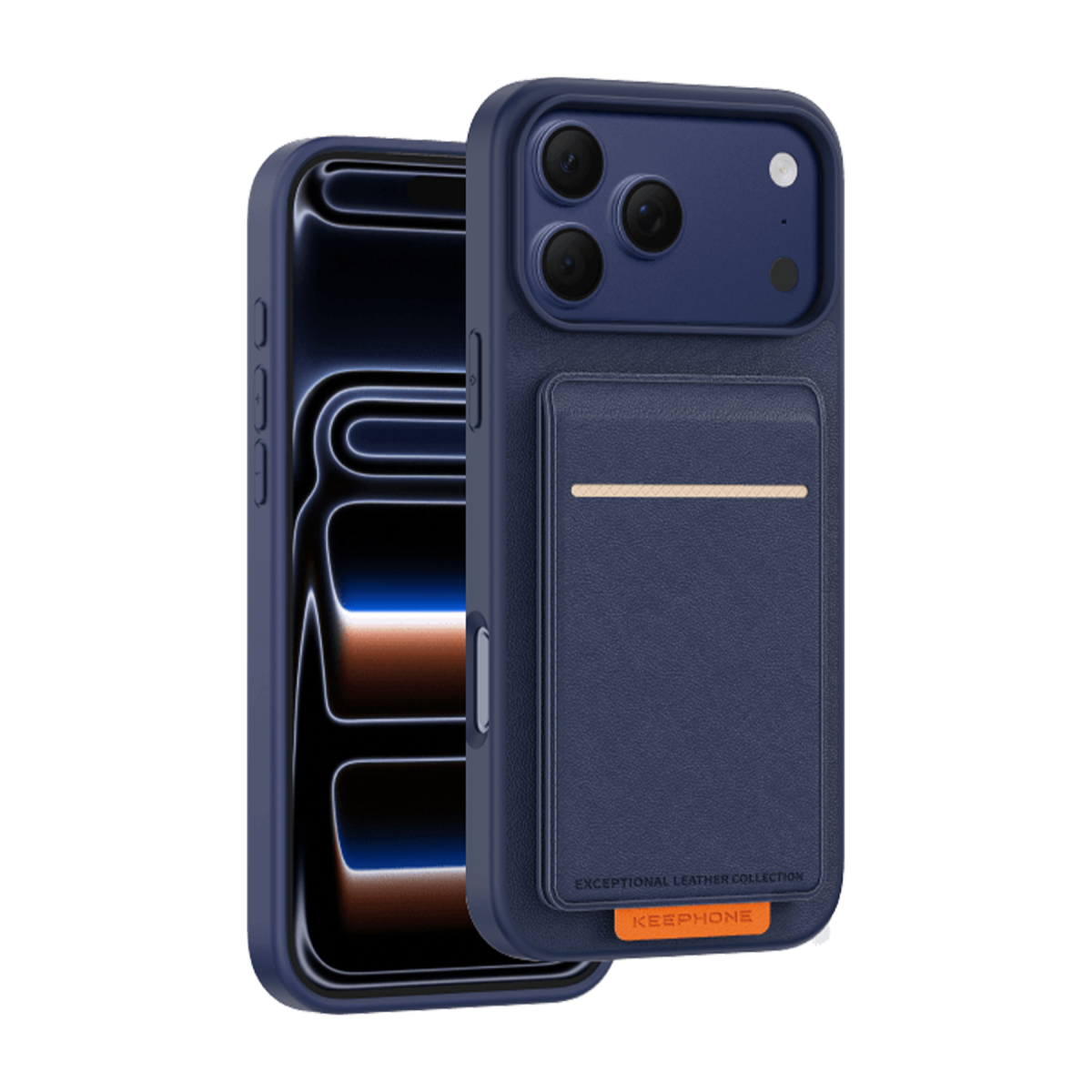 Keephone Apple iPhone 17 Pro Suedea Kartvizitli Standlı Kapak - Lacivert