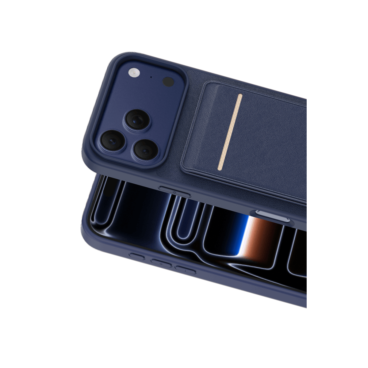 Keephone Apple iPhone 17 Pro Suedea Kartvizitli Standlı Kapak - Lacivert