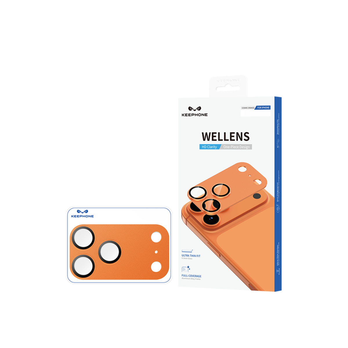 Keephone Apple iPhone 17 Pro Wellens Kamera Lens Koruyucu - Turuncu