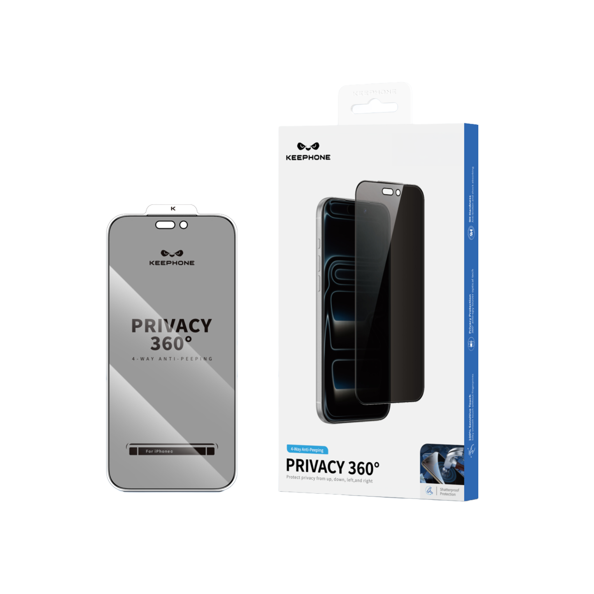 Keephone Apple iPhone 18 Pro 360 4 Way Privacy Cam Ekran Koruyucu - Siyah
