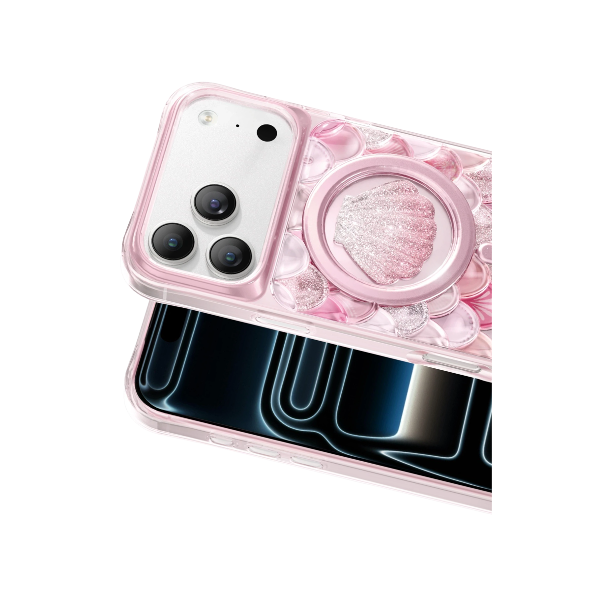 Keephone Apple iPhone 18 Pro Iceland Simli Magsafe Kapak - Pembe