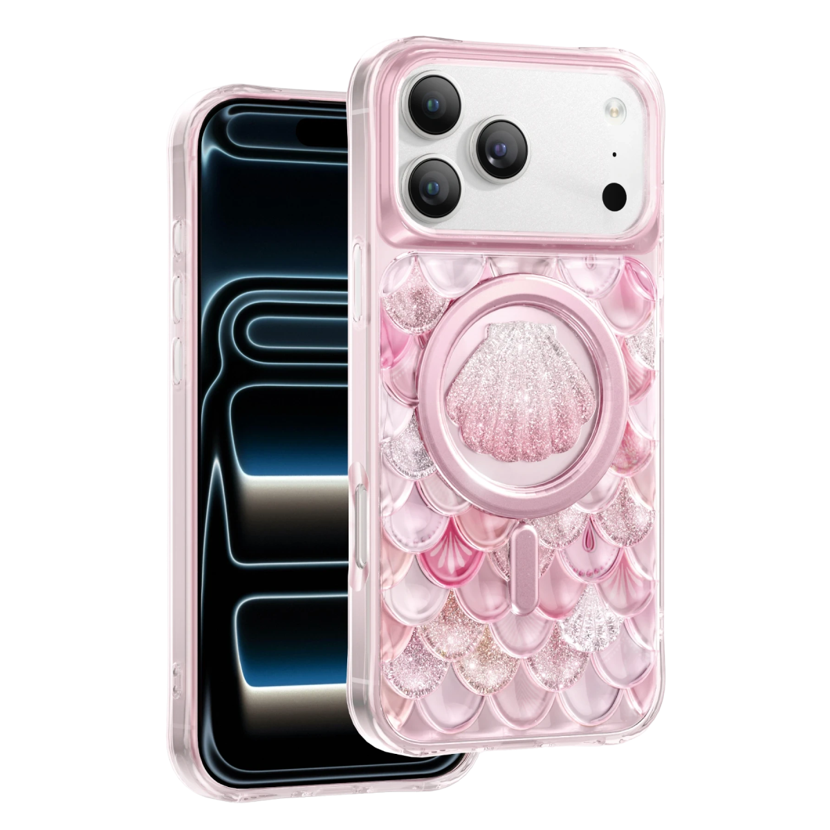 Keephone Apple iPhone 18 Pro Iceland Simli Magsafe Kapak - Pembe
