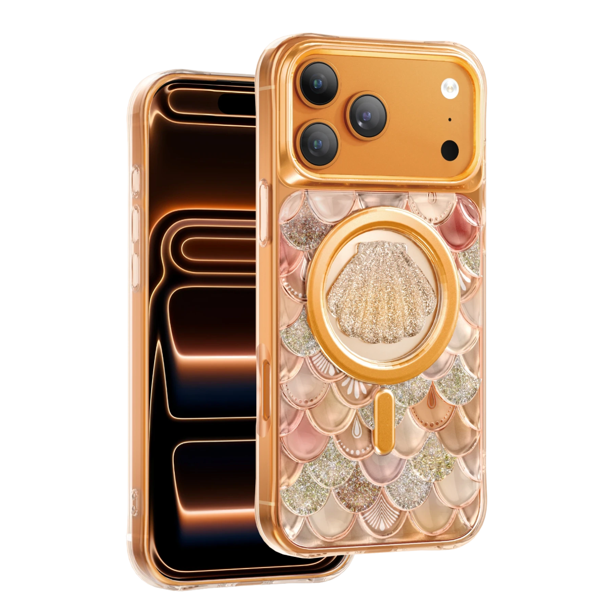 Keephone Apple iPhone 18 Pro Iceland Simli Magsafe Kapak - Turuncu