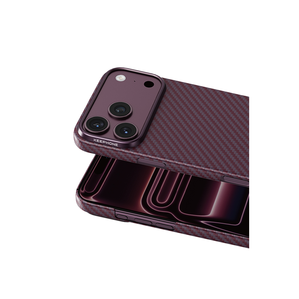 Keephone Apple iPhone 18 Pro Kevlar Diago Magsafe Kılıf - Bordo