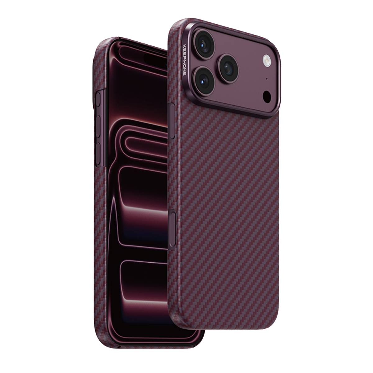 Keephone Apple iPhone 18 Pro Max Kevlar Diago Magsafe Kılıf  - Bordo