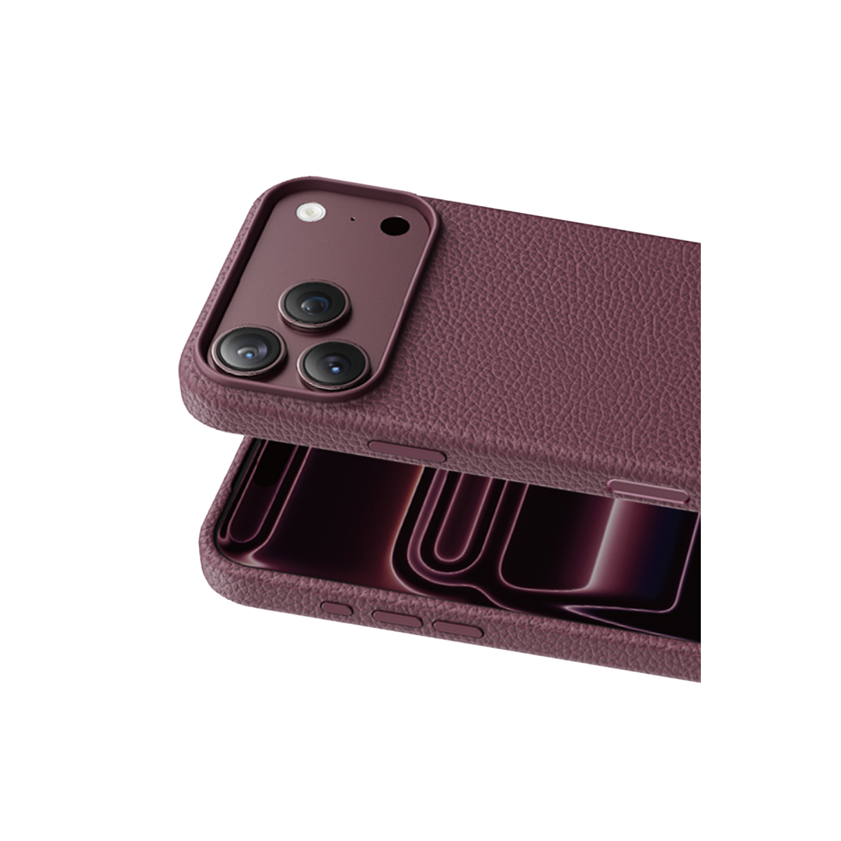 Keephone Apple iPhone 18 Pro Max Lycucci Deri Manyetik Kapak - Bordo