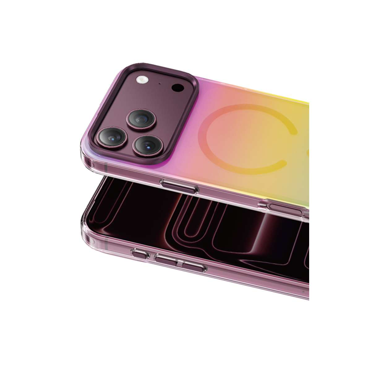 Keephone Apple iPhone 18 Pro Max Rainbow Magsafe Kapak - Bordo