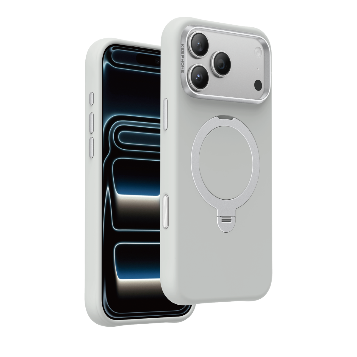 Keephone Apple iPhone 18 Pro Max Rovana Standlı Magsafe Kapak - Açık Gri