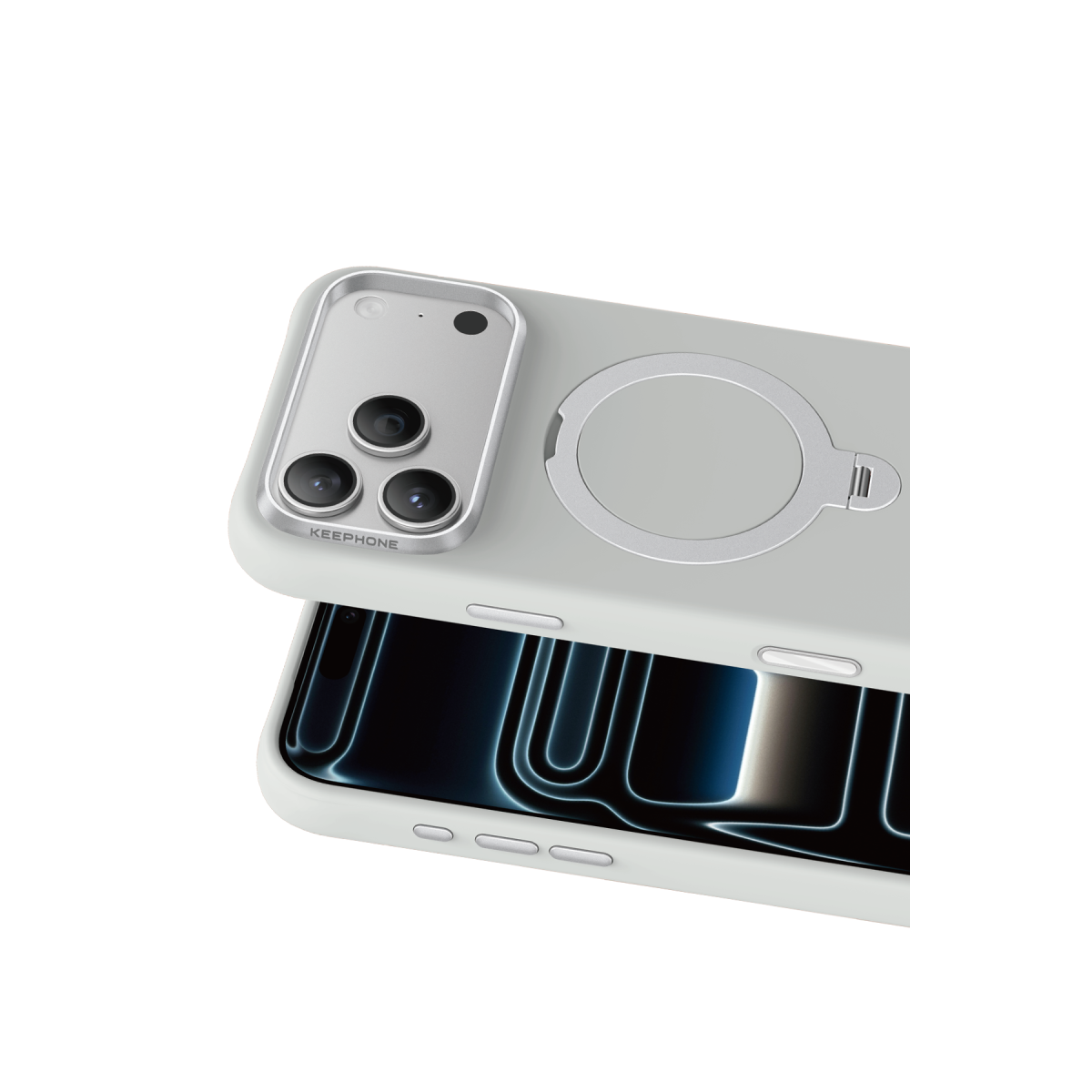 Keephone Apple iPhone 18 Pro Max Rovana Standlı Magsafe Kapak - Açık Gri