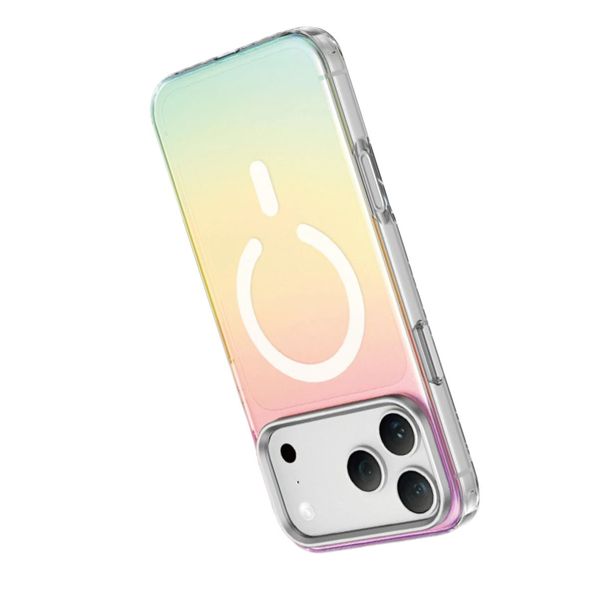 Keephone Apple iPhone 18 Pro Rainbow Magsafe Kapak - Gümüş